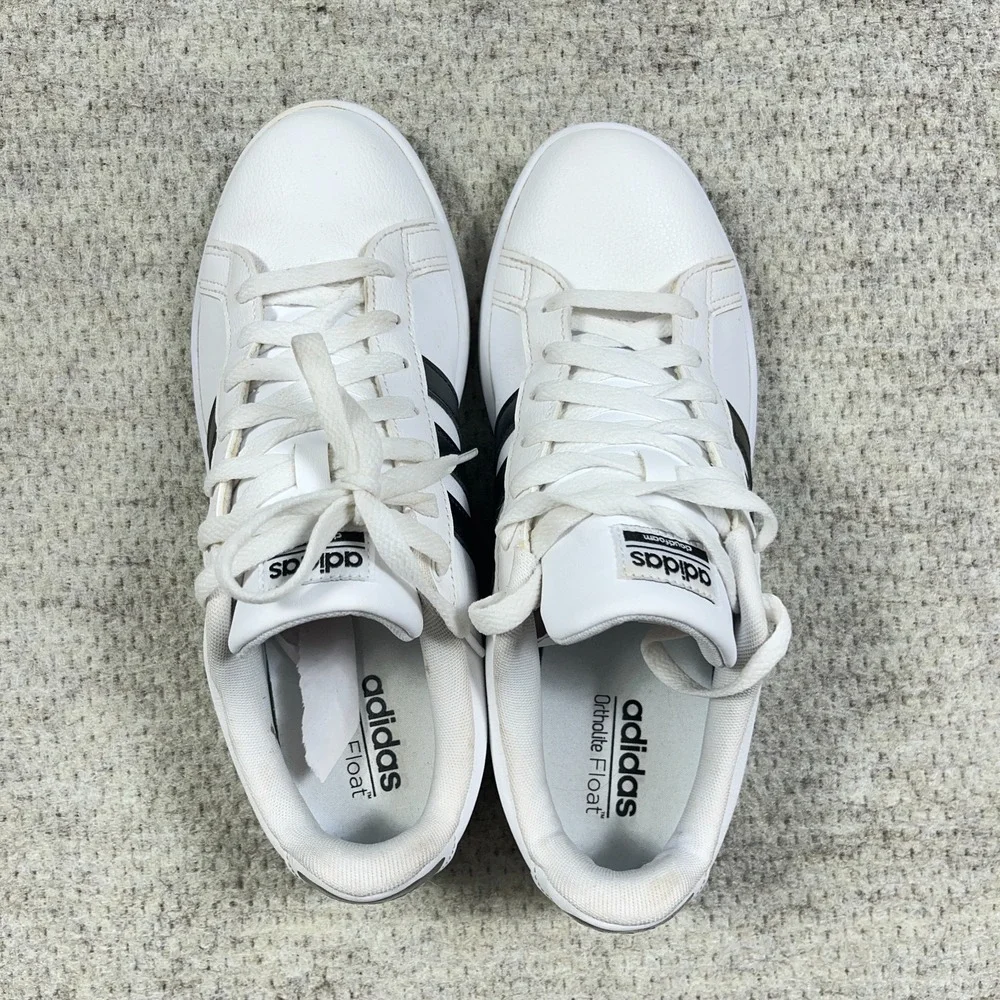 Adidas Cloudfoam Advantage AW4287 White Leather Low Top Sneaker Womens Shoes 10 - Picture 7 of 14